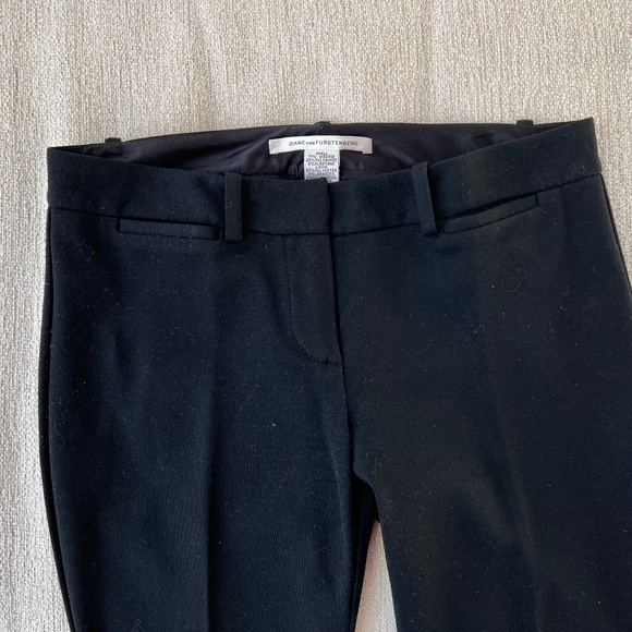 Diane von Furstenberg Mid-Rise Straight-Leg Black Pants - Picture 3 of 6